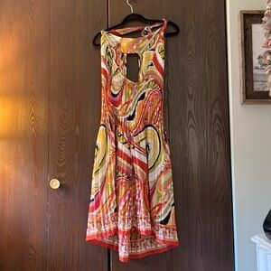 Sunny Leigh halter dress. Multi-colored lightweight, exposed back dress. Size 2X